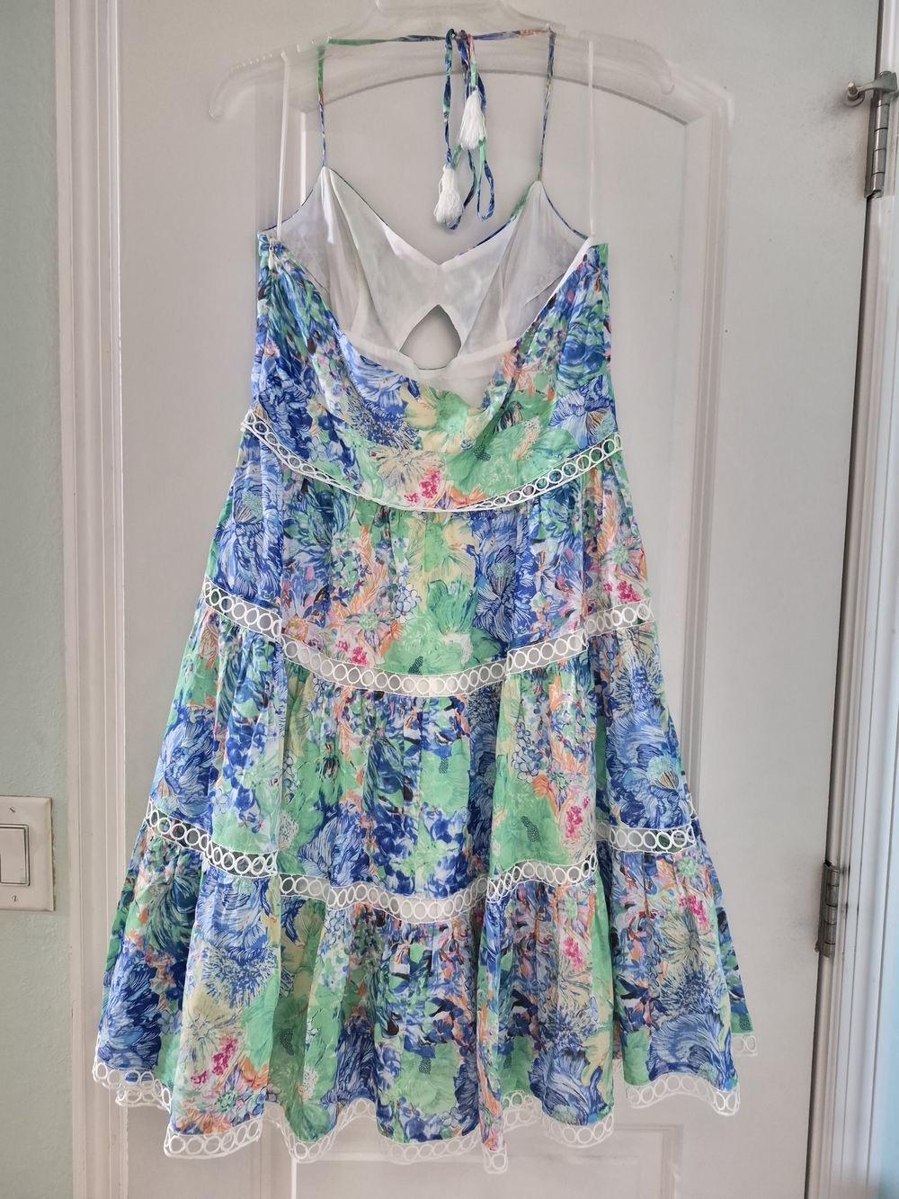 Halter Tiered Sundress Green & Blue - Picture 3 of 5